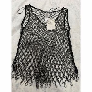 Zara Women's XS Black Beaded Knit Sleeveless Tank Top